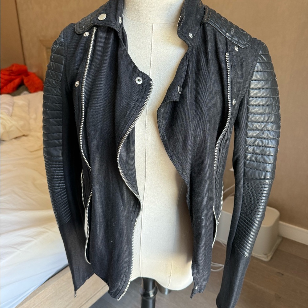 Blank NYC Black Quilted Sleeve Motorcycle-style Jacket